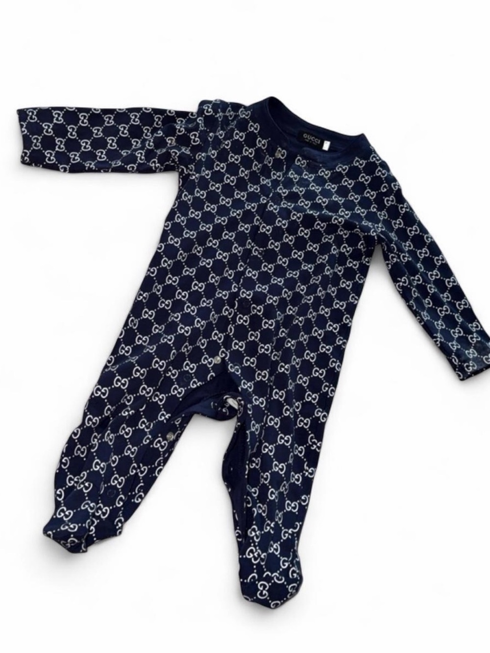 Gucci Navy & White GG Logo Baby Footie